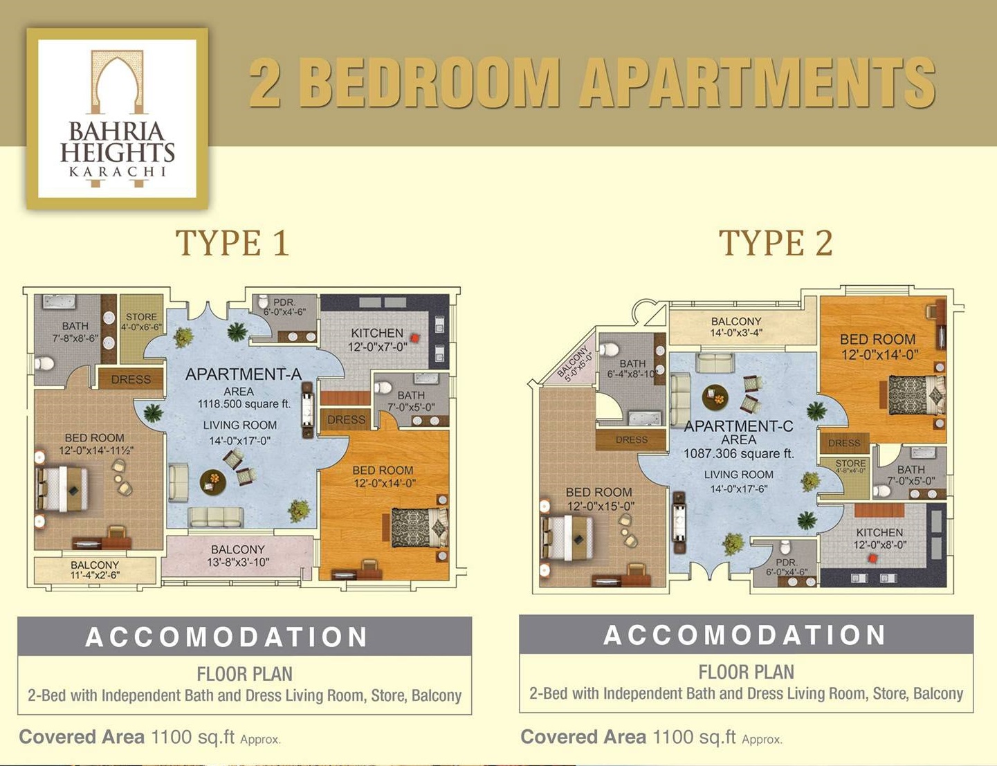 Floor Plan Of 2 Bedroom Bahria Heights Bahria Town Karachi Property 365