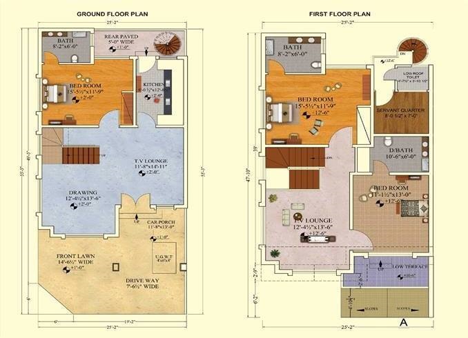 Floor Plan of 125 Square Yards Bahria Homes – Bahria Town Karachi ...